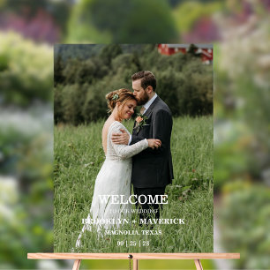 Elegant Welcome To Our Wedding Photo Acrylic Sign