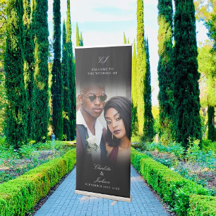 Elegant Welcome To Our Wedding Photo Sign Black