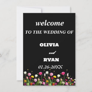 elegant welcome to our wedding sign card