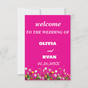 elegant welcome to our wedding sign card