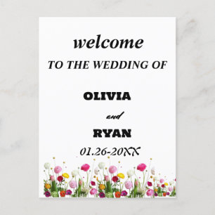 elegant welcome to our wedding sign postcard