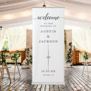Elegant Welcome To Our Wedding Welcome Retractable Banner