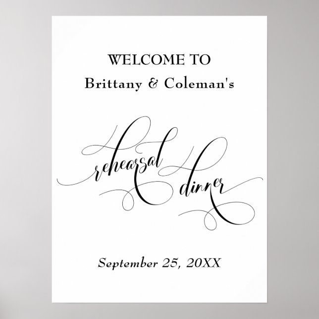 Elegant Welcome to The Rehearsal Dinner Sign (Front)