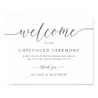 Elegant Welcome to Unplugged Wedding Ceremony Sign