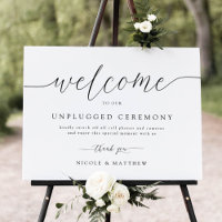 Elegant Welcome to Unplugged Wedding Ceremony Sign