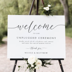 Elegant Welcome To Unplugged Wedding Ceremony Sign at Zazzle