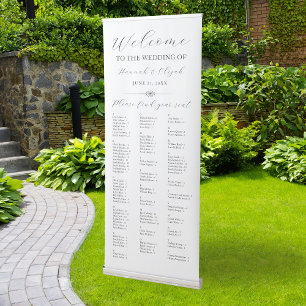 Elegant Welcome Wedding Alphabetical Seating Chart Retractable Banner