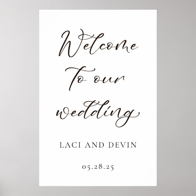 Elegant Welcome Wedding Sign | Custom Foam Board (Front)