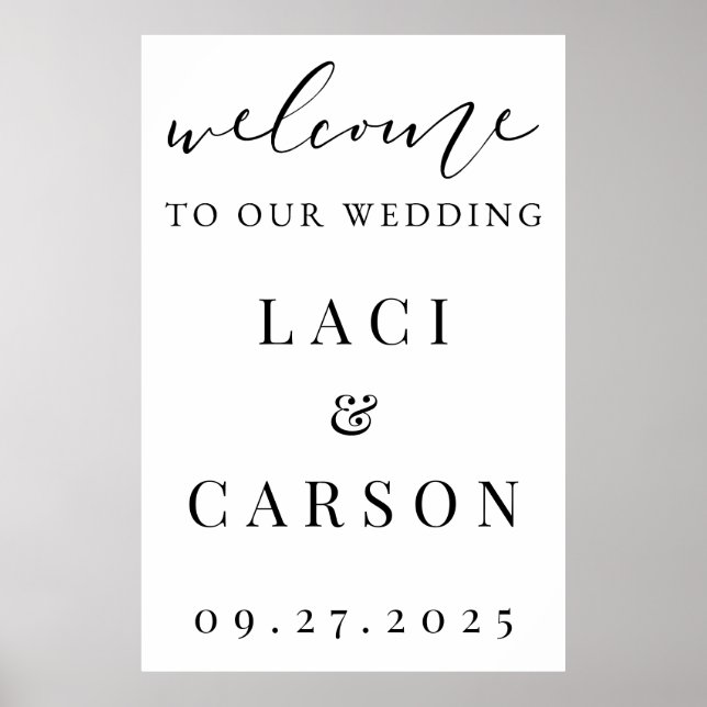 "Elegant Welcome Wedding Sign – Personalised  (Front)