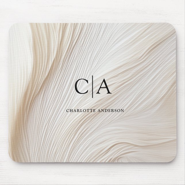 Elegant, Wellen, Monogramm Mouse Mat (Front)