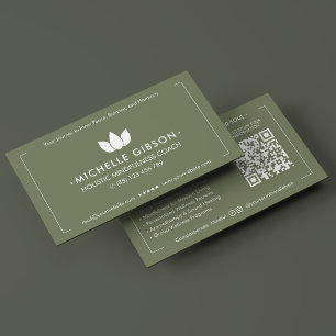 Elegant Wellness Coach Sage Lotus Personal Trainer Business Card