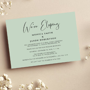 Elegant We're Eloping Sage Wedding Reception Announcement
