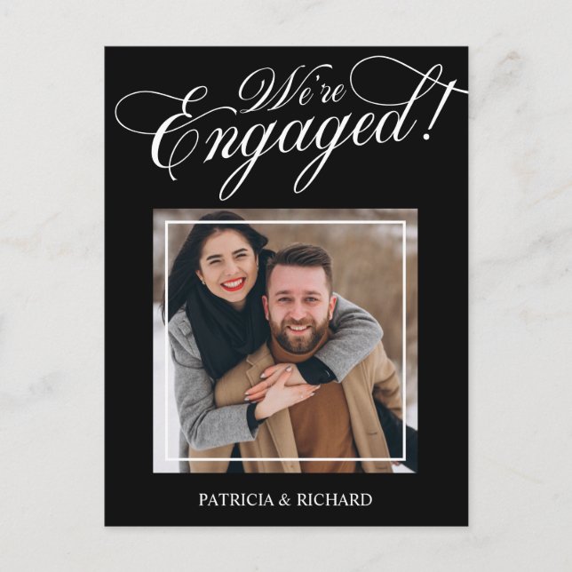 Elegant We're Engaged Engagement Announcement Postcard (Front)