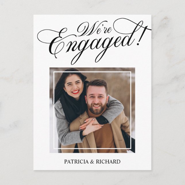 Elegant We're Engaged Engagement Announcement Postcard (Front)