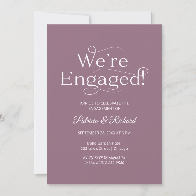 Elegant We're Engaged Engagement Party Invitation (Front)