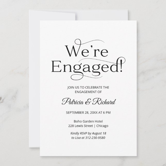 Elegant We're Engaged Engagement Party Invitation (Front)