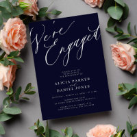 Elegant We're Engaged navy engagement party