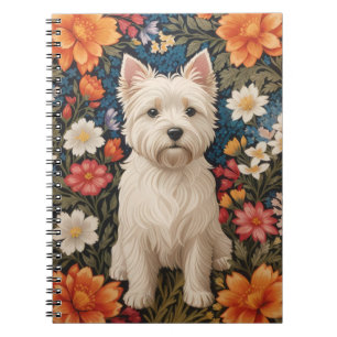 Elegant West Highland Terrier Colourful Floral Notebook