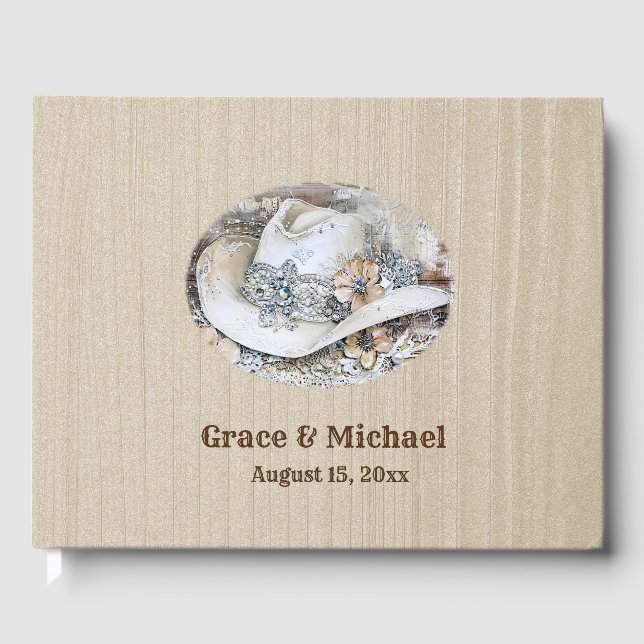Elegant Western Boho Wedding Guest Book (Front)