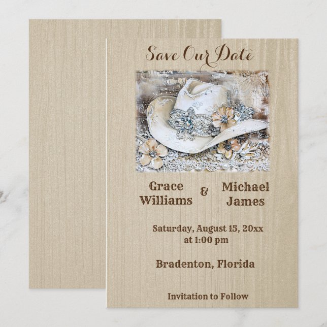 Elegant Western Boho Wedding Save The Date (Front/Back)