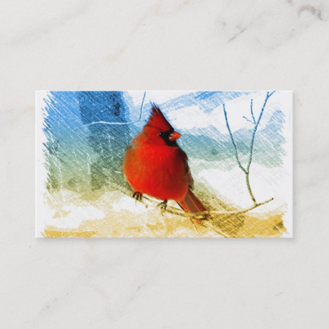 elegant western country red cardinal bird business card (Front)