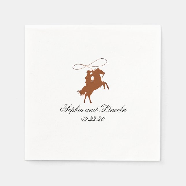 Elegant  Western Dark Brown Wedding Napkin (Front)