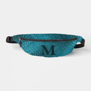 Elegant Western Turquoise Blue Monogrammed Initial Bum Bags