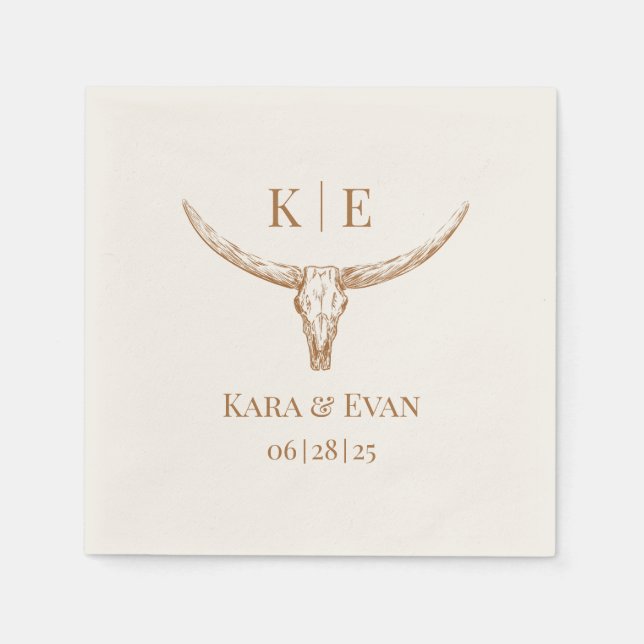 Elegant Western Wedding Personalised Napkins (Front)