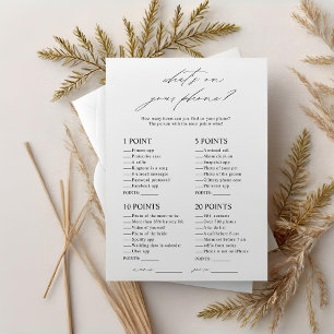 Elegant What's on Your Phone Bridal Shower Game Invitation
