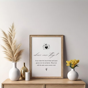 Elegant Where Were They Bridal Shower Game Sign