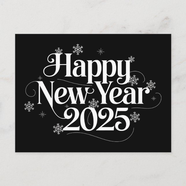 Elegant which Happy New Year 2025 Holiday Postcard (Front)