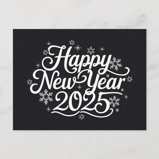 Elegant which Happy New Year 2025 Holiday Postcard (Front)