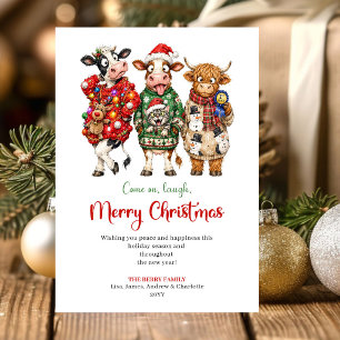 Elegant Whimsical Animals Holiday Christmas Greeti Card