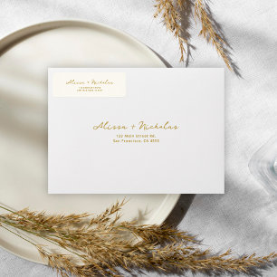 Elegant Whimsical Beige & Gold Wedding Address