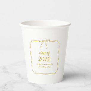 Elegant Whimsical Bow Yellow Gold Graduation Favou Paper Cups