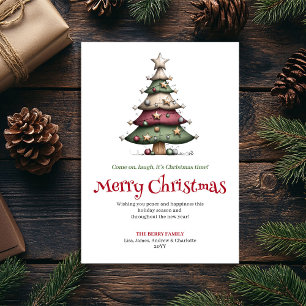 Elegant Whimsical Christmas Tree Holiday Card