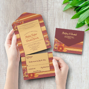 Elegant Whimsical Classy Luxury Floral Wedding All In One Invitation