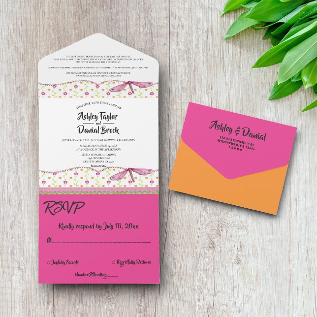 Elegant Whimsical Country Summer Floral Wedding All In One Invitation (Creator Uploaded)