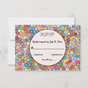Elegant Whimsical Country Summer Floral Wedding RSVP Card