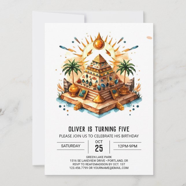  Elegant Whimsical Custom Pyramids Birthday Invitation (Front)