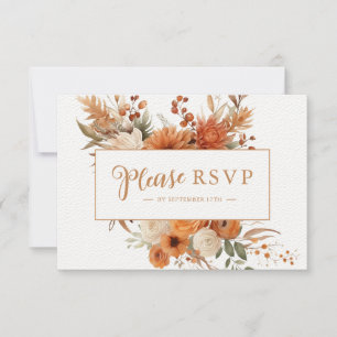 Elegant Whimsical Fall Floral Botanical Wedding RSVP Card