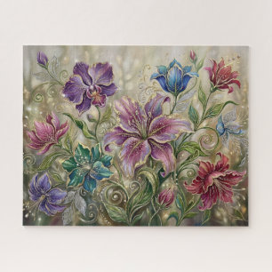 Elegant & Whimsical Fantasy Blooms Jigsaw Puzzle