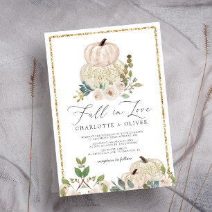 Elegant Whimsical Floral Pumpkin Autumn Wedding Invitation