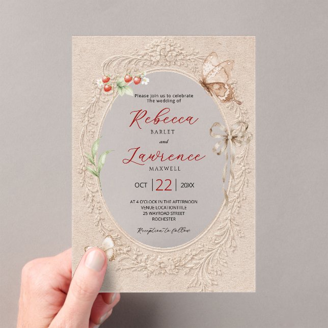 Elegant whimsical frame wedding acrylic invitations (Insitu (Handheld))