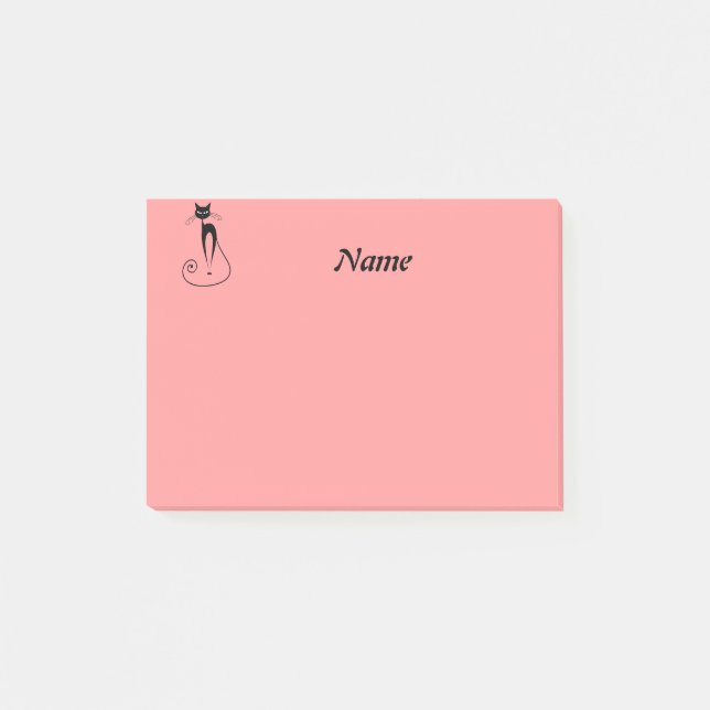 Elegant whimsical funny cat personalised post-it notes (Front)