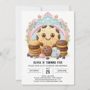Elegant Whimsical Happy Cookies Birthday Invitation