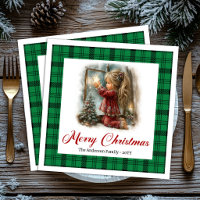 Elegant Whimsical Painted Winter Scene Napkins