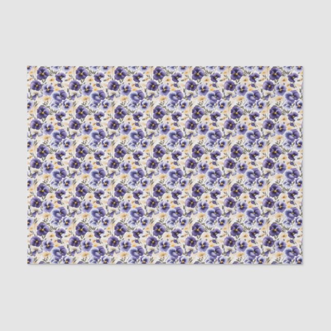 Elegant whimsical pansy tiled  tissue paper (Front)
