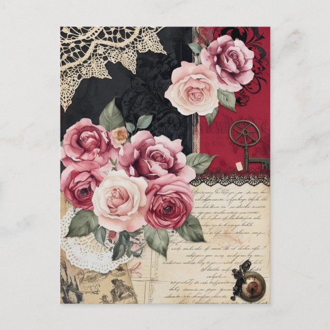 Elegant Whimsical Romantic Gothic Vintage  Postcard (Front)