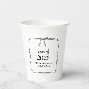 Elegant Whimsical Simple Bow Custom Graduation Paper Cups
